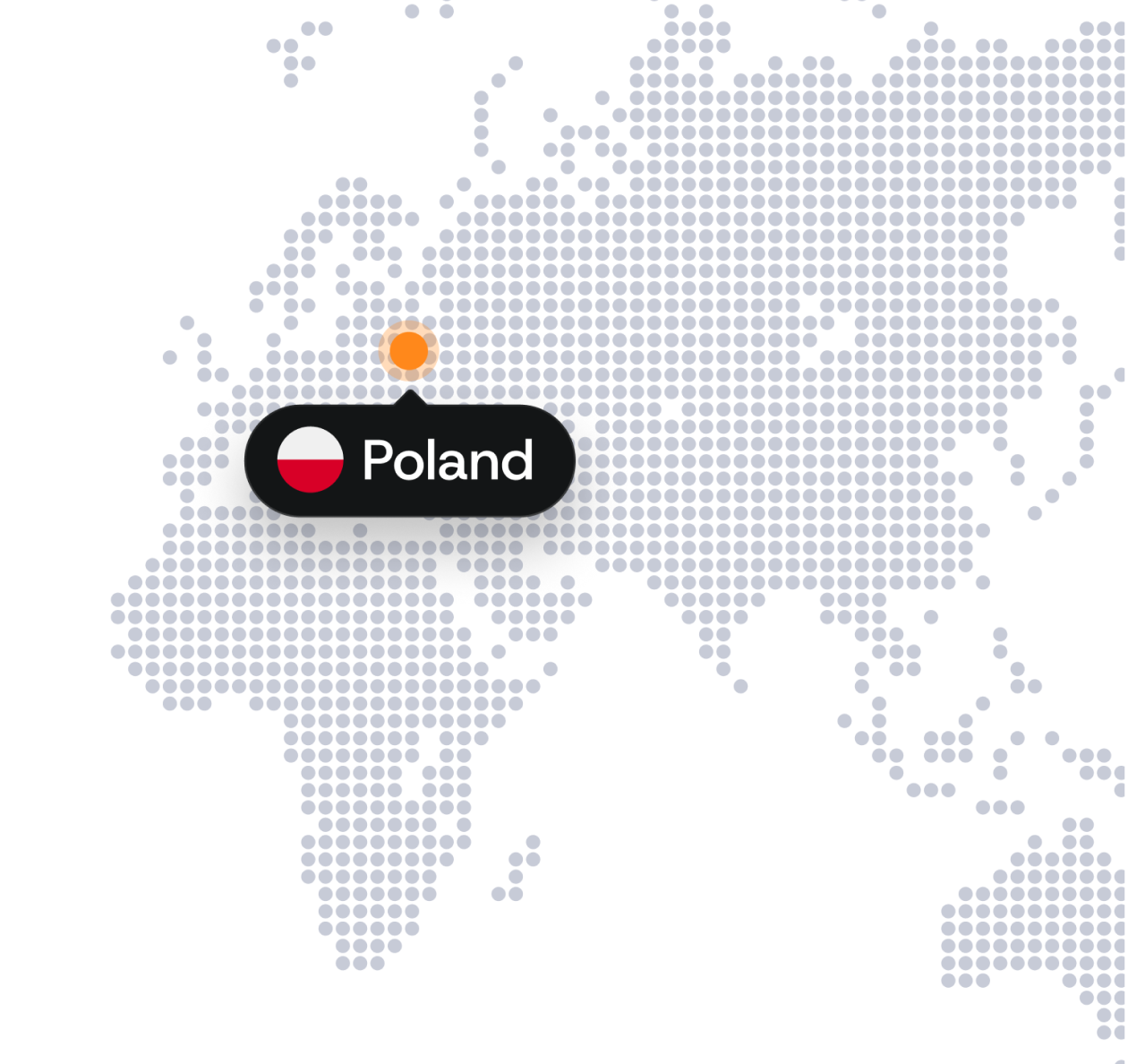 Map with a pin on Poland